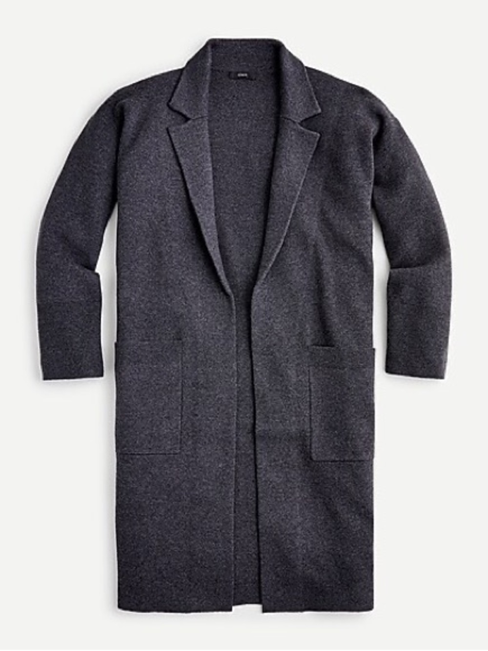 J Crew Heather Charcoal Grey Ella Open Front Long Sweater Blazer